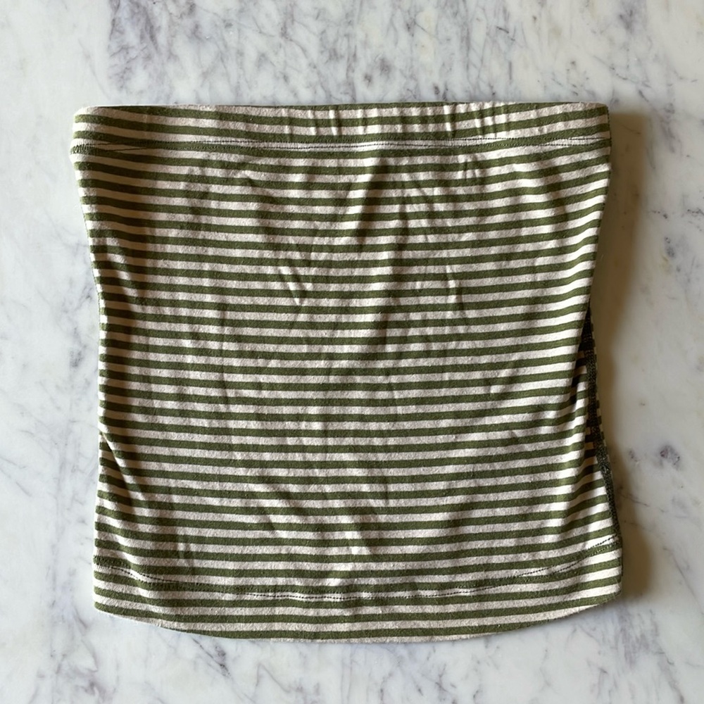 Three Dots Khaki/White Tube Top